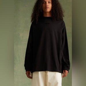 NWT Fear of God Essentials Jet Black Long Sleeve T shirt - M